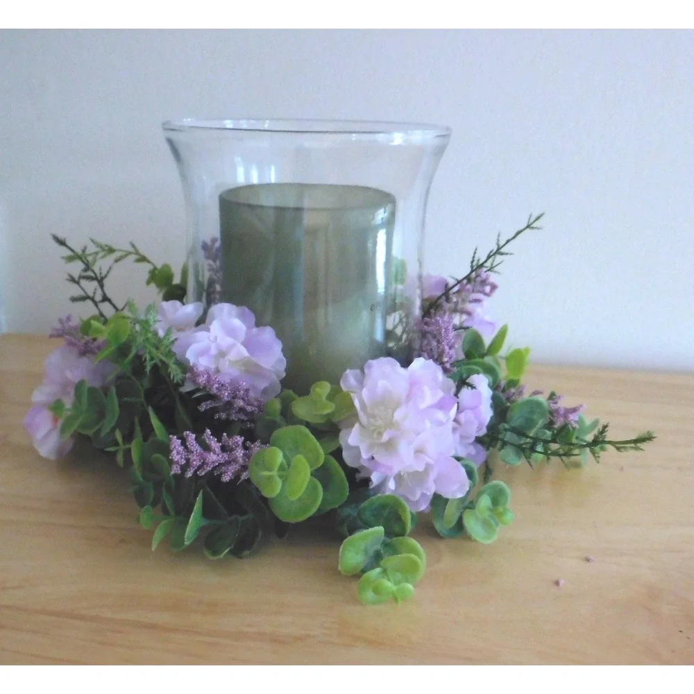 Lavender Mini Wreath Eucalyptus Berries Blossoms‎ Candle Ring